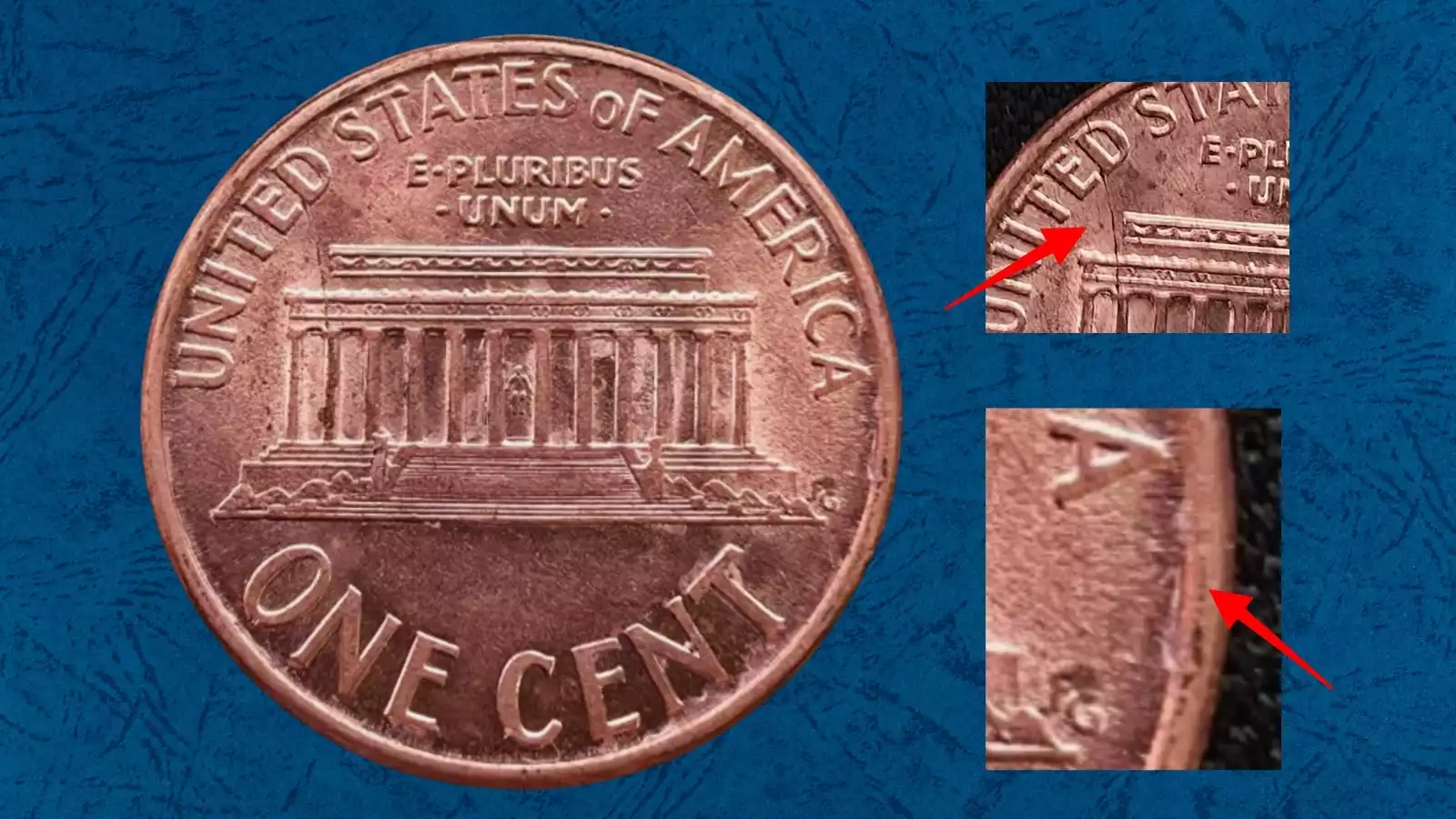1996 penny BIE die crack error showing raised vertical crack between B and E in LIBERTY
